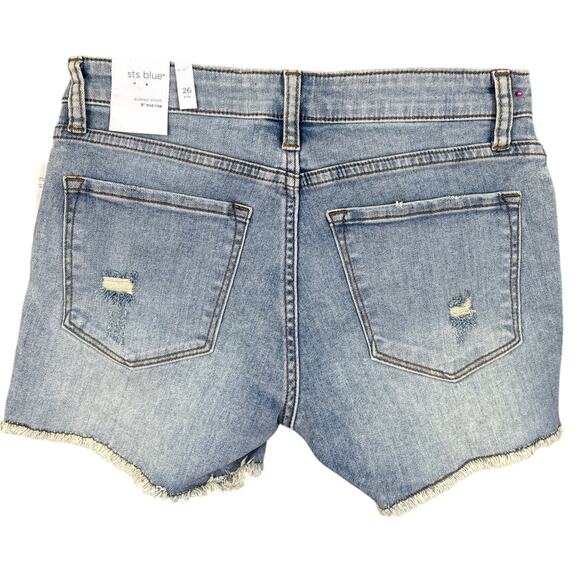 STS Blue Women’s Aubrey Mid Rise Denim Shorts Light Wash Distressed Size 26 NWT - Picture 2 of 9